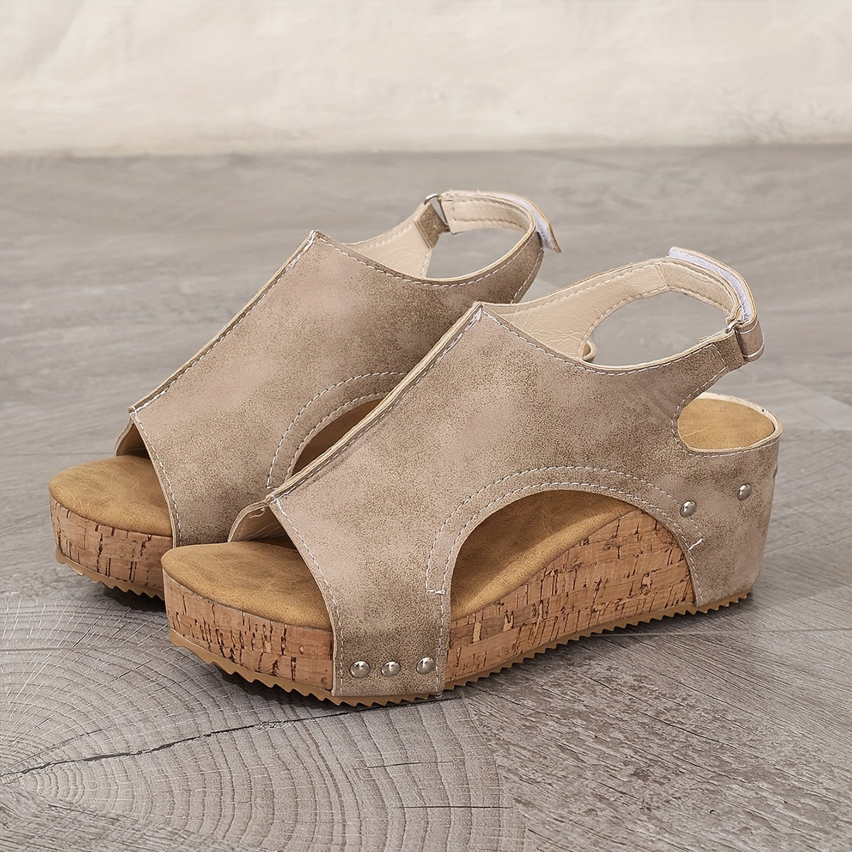 Women's Retro Wedge Sandals, Peep Toe Buckle Strap Slingback Platform Shoes, Casual Summer Outside Sandals