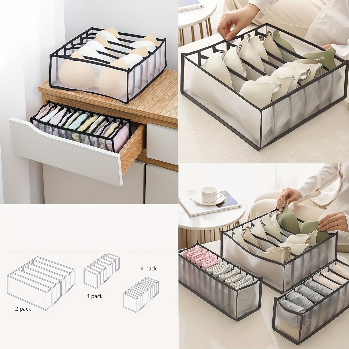 Organisateur Soutiens-Gorge Pliable 5pcs - Rangement Tiroir