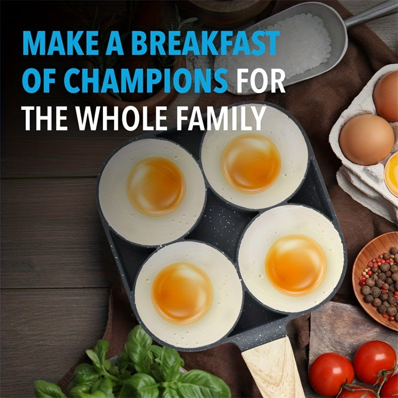 Poêle Antiadhésive 4 Trous Pierre Maifan - Cuisson Simultanée Œufs Pancakes