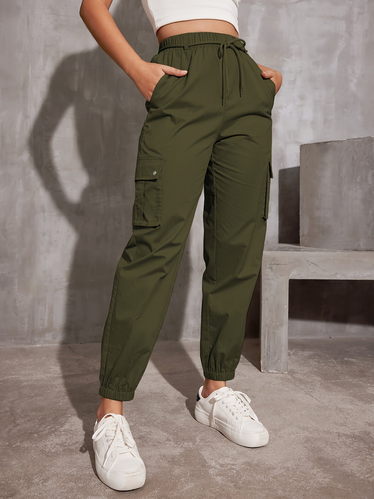 Pantalon Cargo Y2K Femme - Poches Multiples Cordon Serrage Ample Toutes Saisons