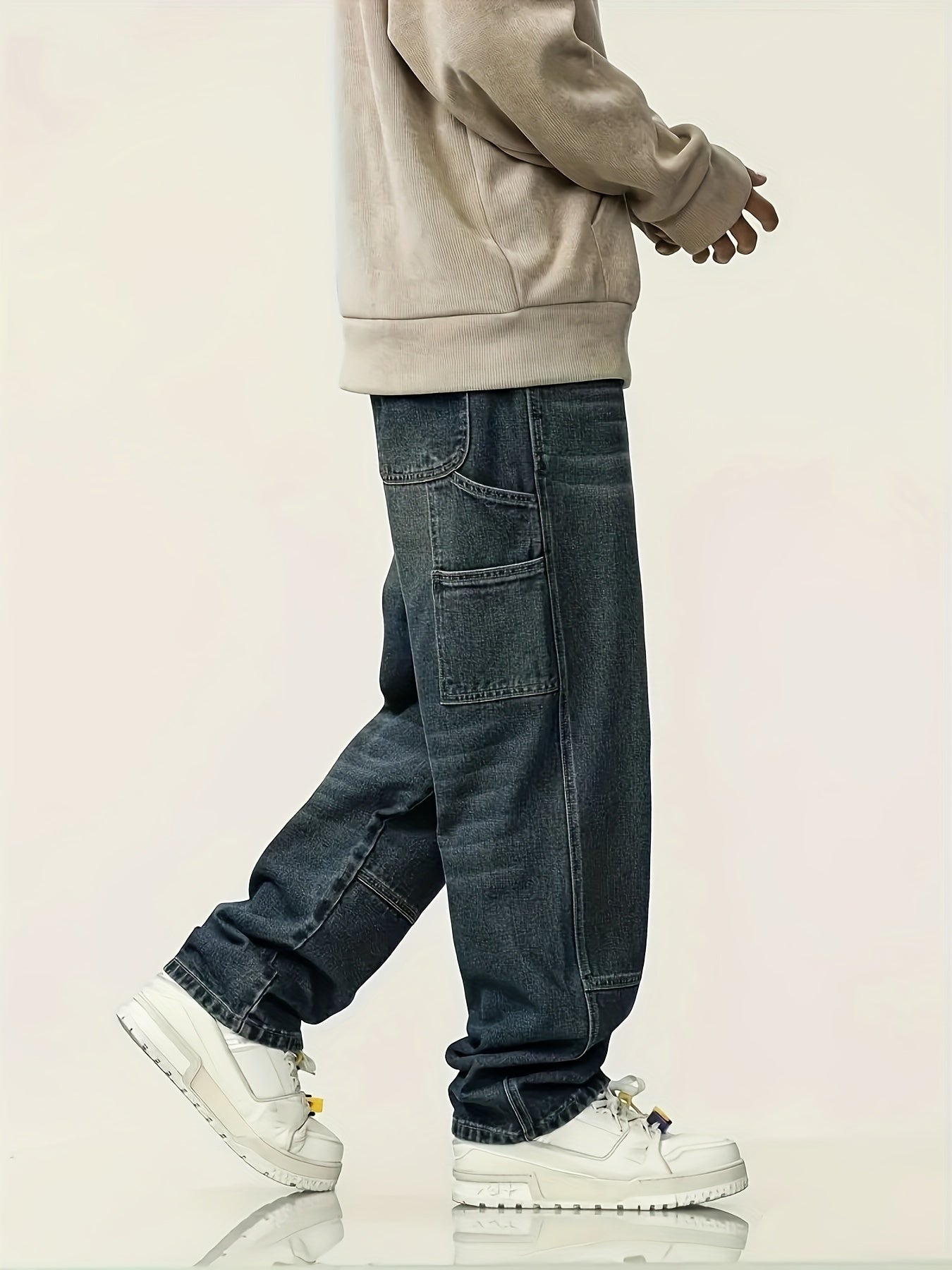 Pantalon Denim Homme Multi-Poches - Style Streetwear Rétro Loose Fit