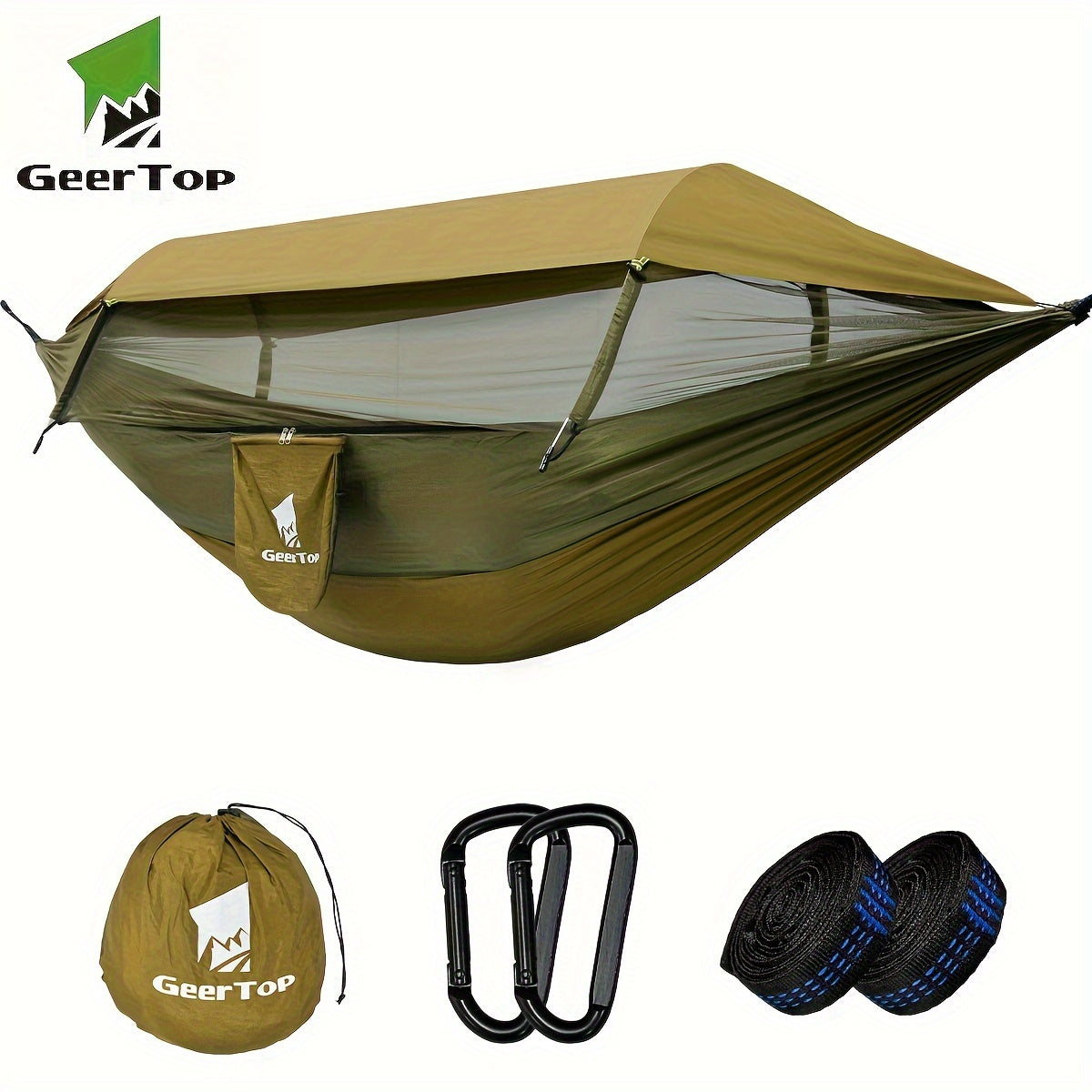 Hamac GEERTOP 3-en-1 Camping - Double Moustiquaire Abri Soleil Voyage Jardin