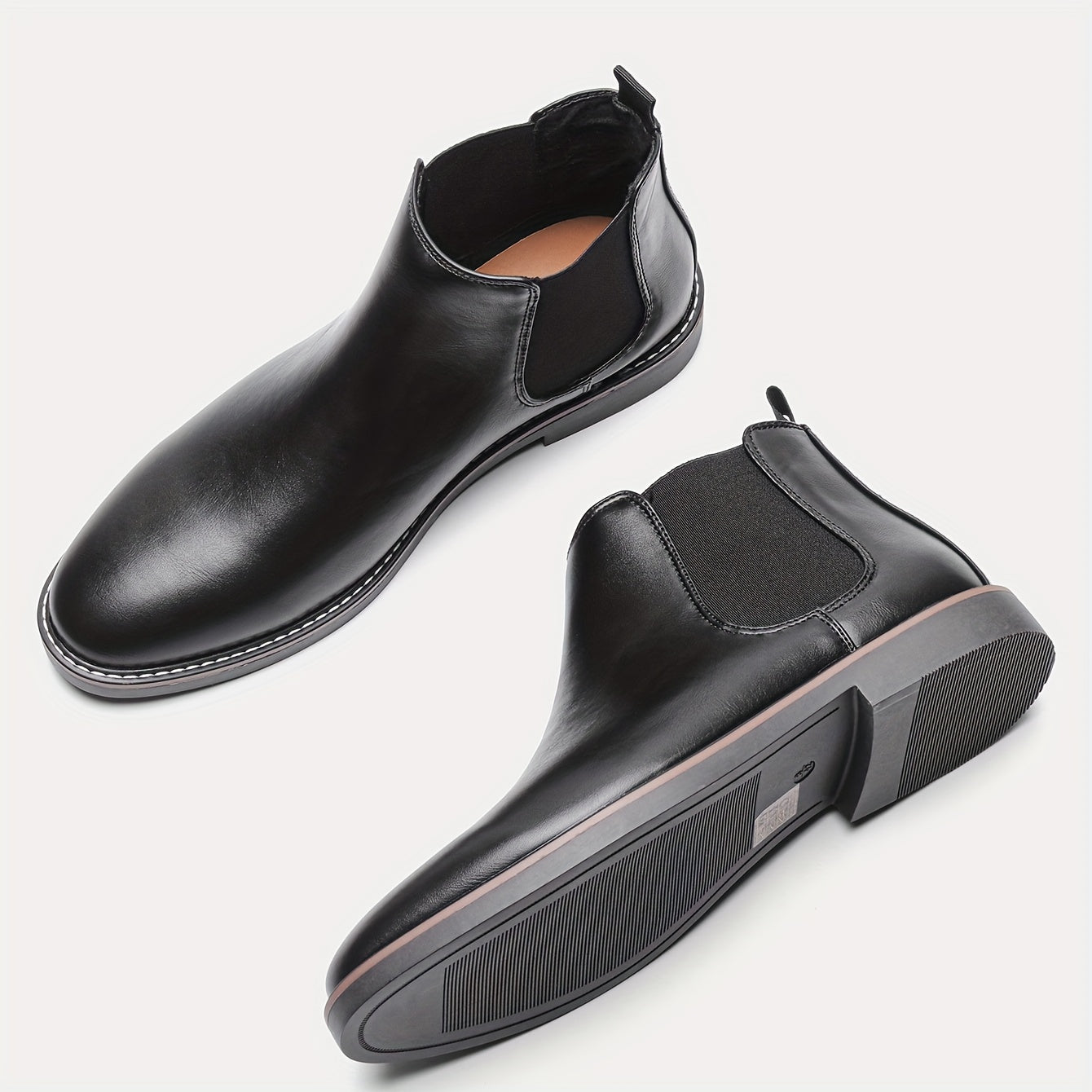 Bottes Chelsea Homme Noir Brillant - Élastique Semelle Antidérapante Bureau Casual