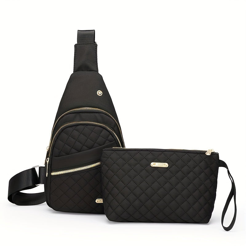 Sac Poitrine Femme Grande Capacité - Bandoulière Brodé Nylon Pliable