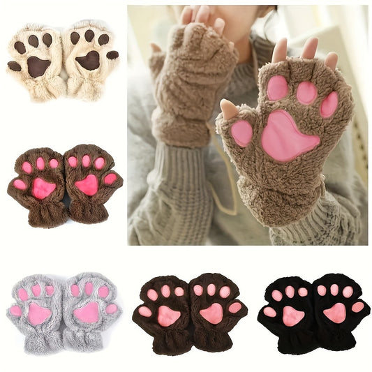 Gants Patte de Chat Kawaii Peluche - Mitaines Chaudes Hiver Femme