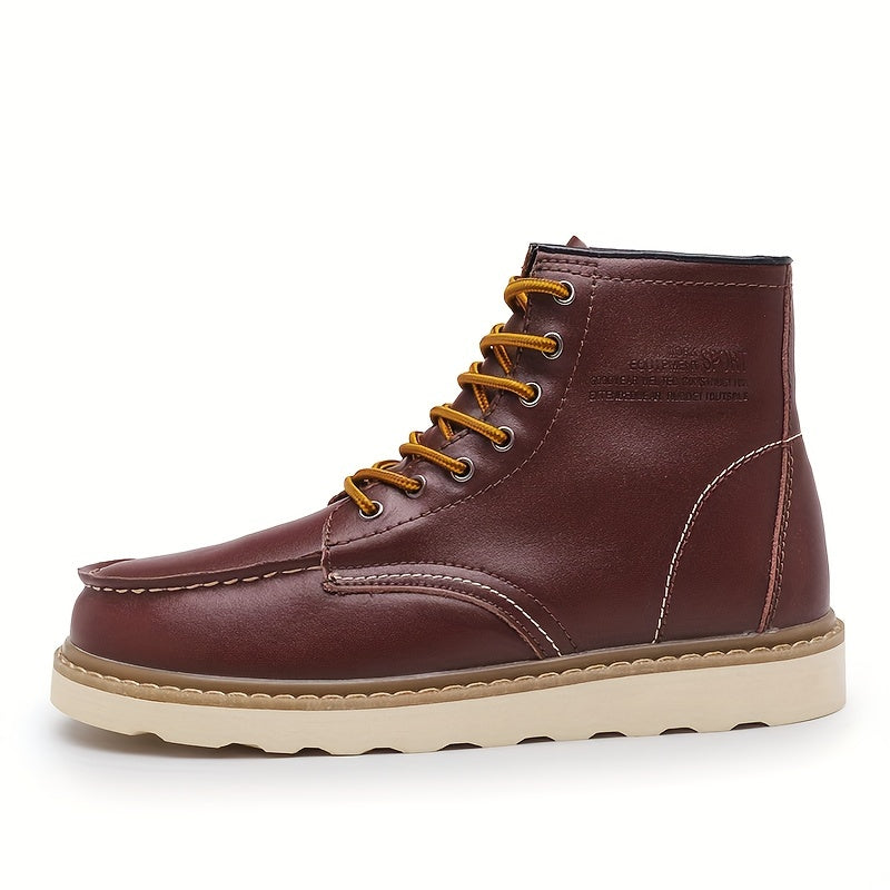 Bottes Homme Doublure Peluche - Lacets Bout Moc Toe Casual Marche Thermiques