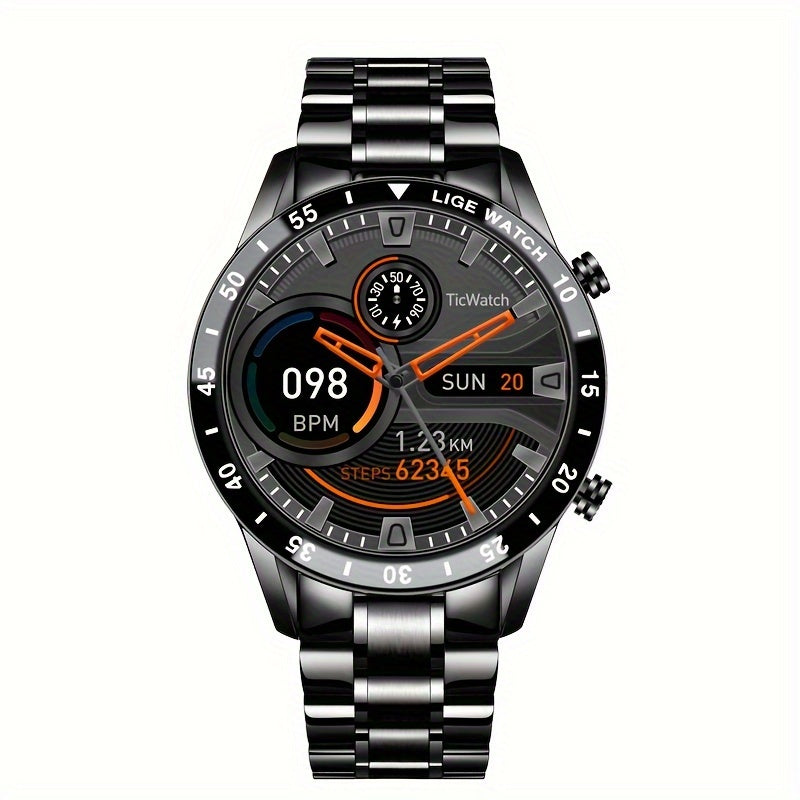 Montre Connectée Homme LIGE 2023 - Écran Tactile Bracelet Acier Appels Sport Fitness