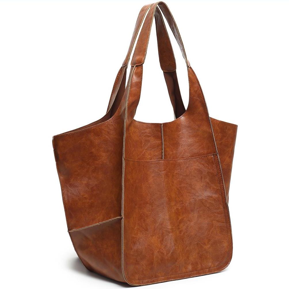 Sac Tote Rétro Femme Grande Capacité - Cuir PU Travail Voyage