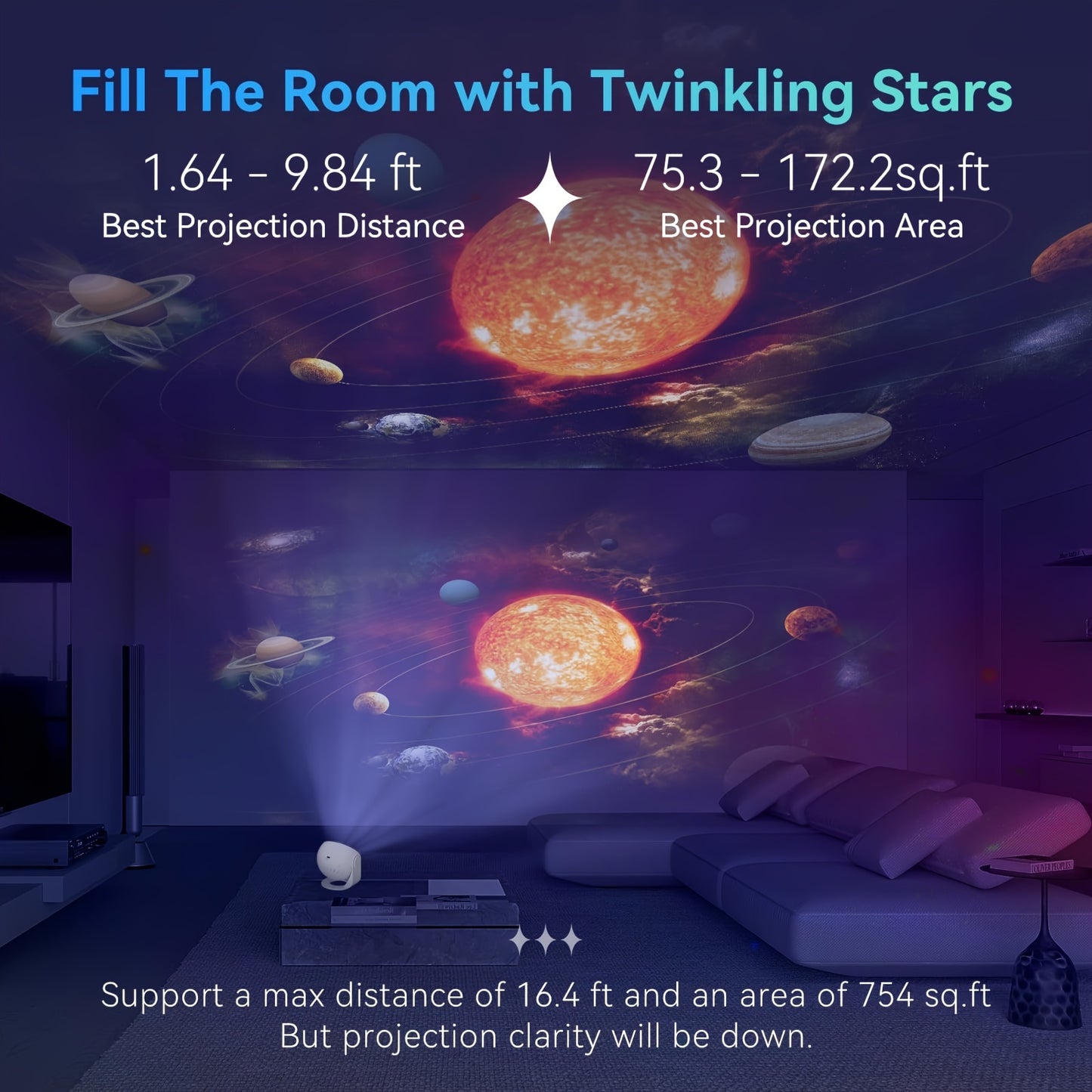 Projecteur d'Étoiles LED - Veilleuse Planétarium 12 Disques