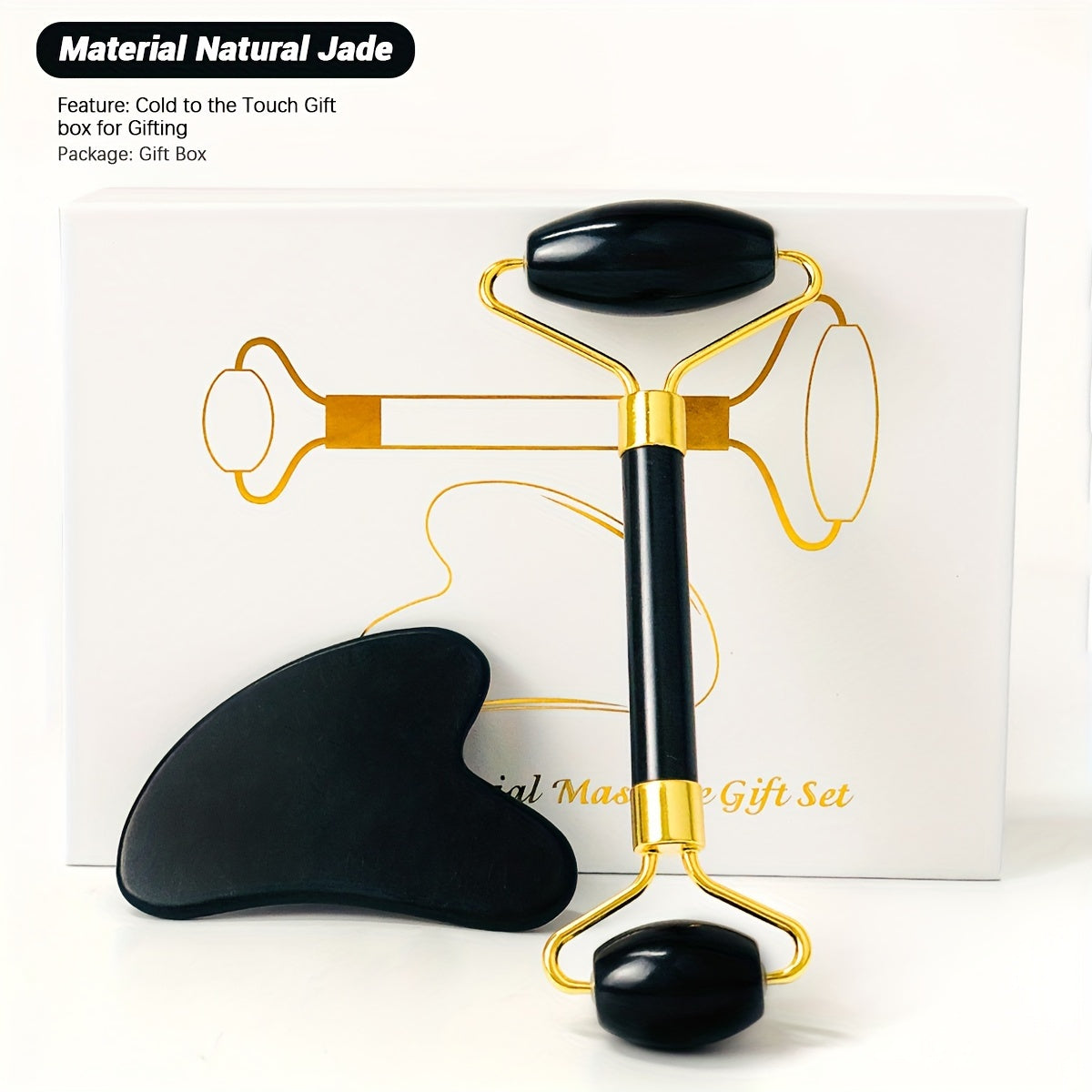 Rouleau Massage Visage Jade Rose - Roller Beauté Yeux Anti-Âge