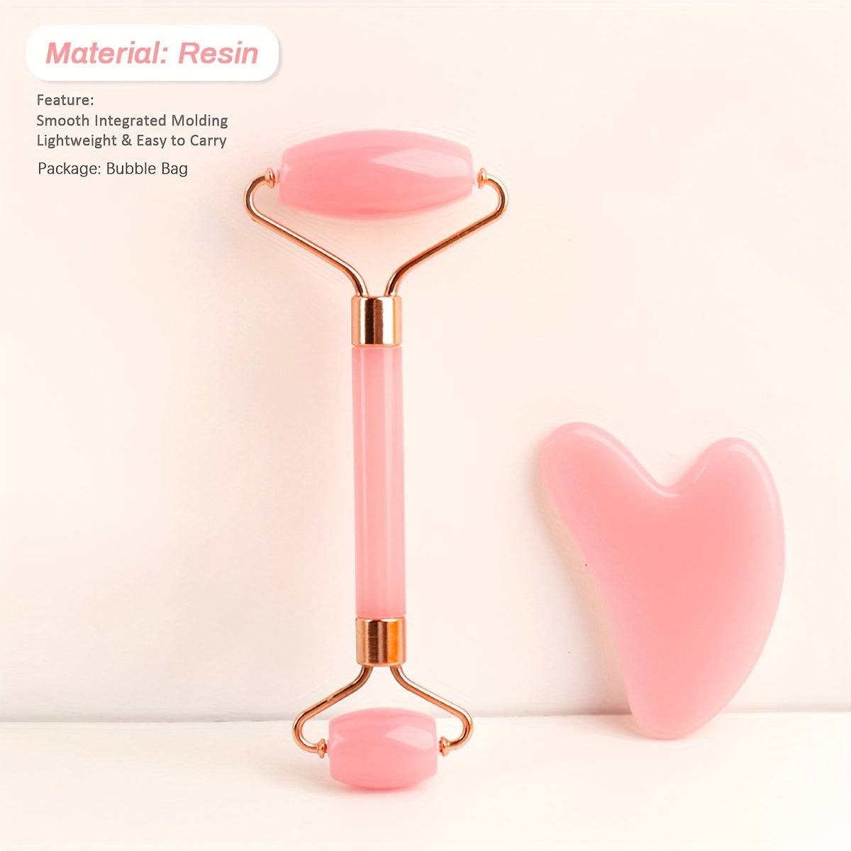 Rouleau Massage Visage Jade Rose - Roller Beauté Yeux Anti-Âge