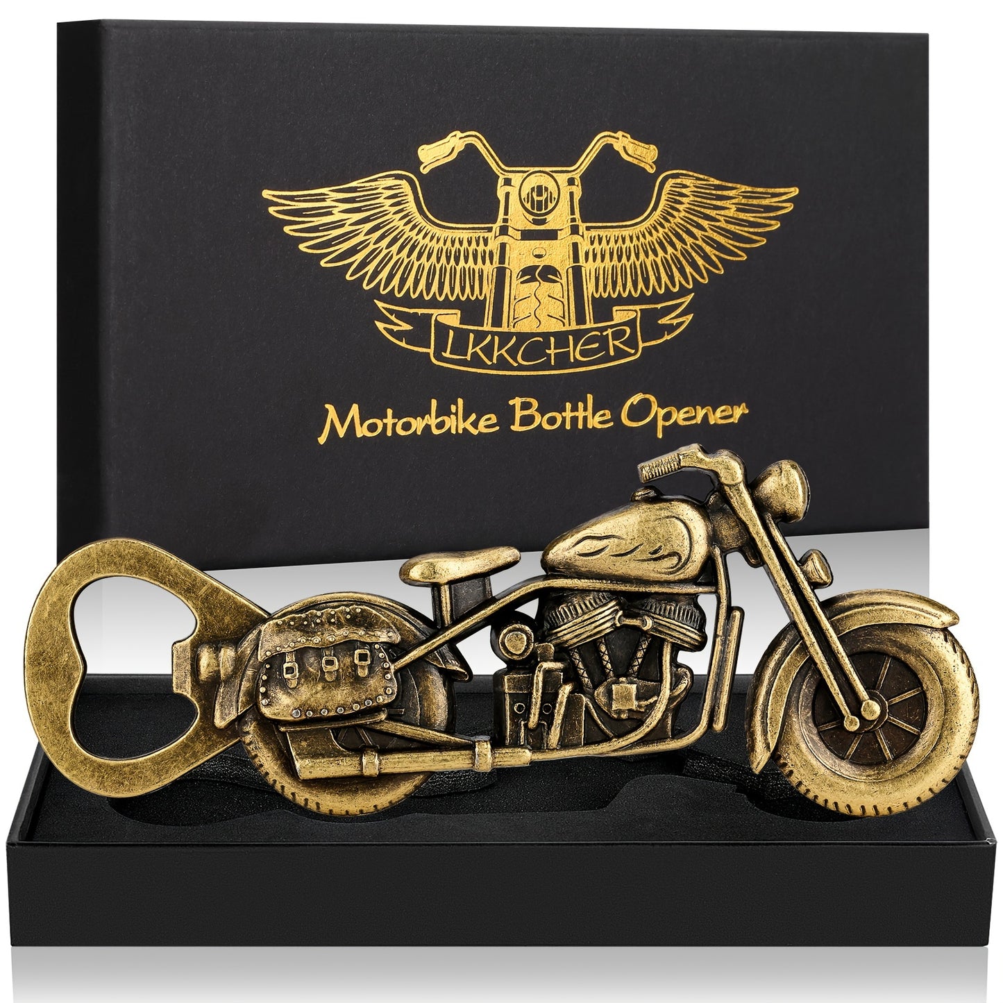 Décapsuleur Moto Cadeau Homme - Ouvre-Bouteille Biker avec Boîte Cadeau