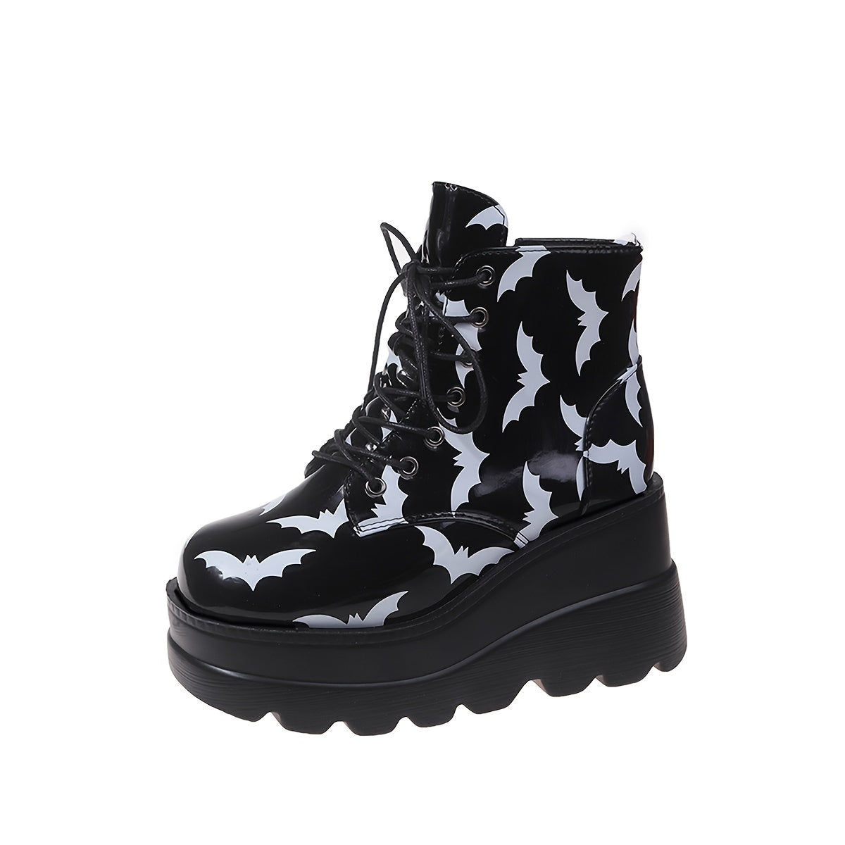 Bottines Chelsea Pied-de-Poule - Plateforme Talon Haut Lacets Décontractées Femme