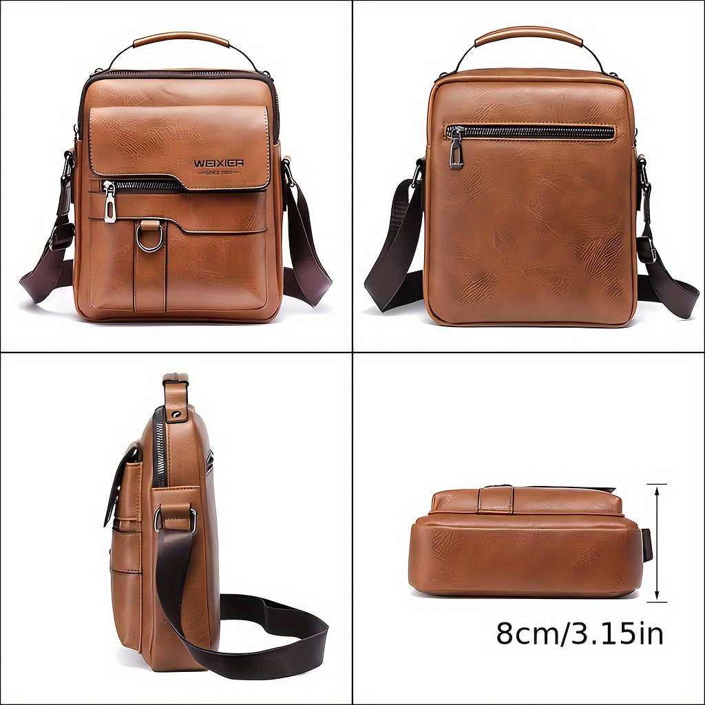 Sac Bandoulière Vintage Homme WEIXIER - Compartiments Multiples Business Casual