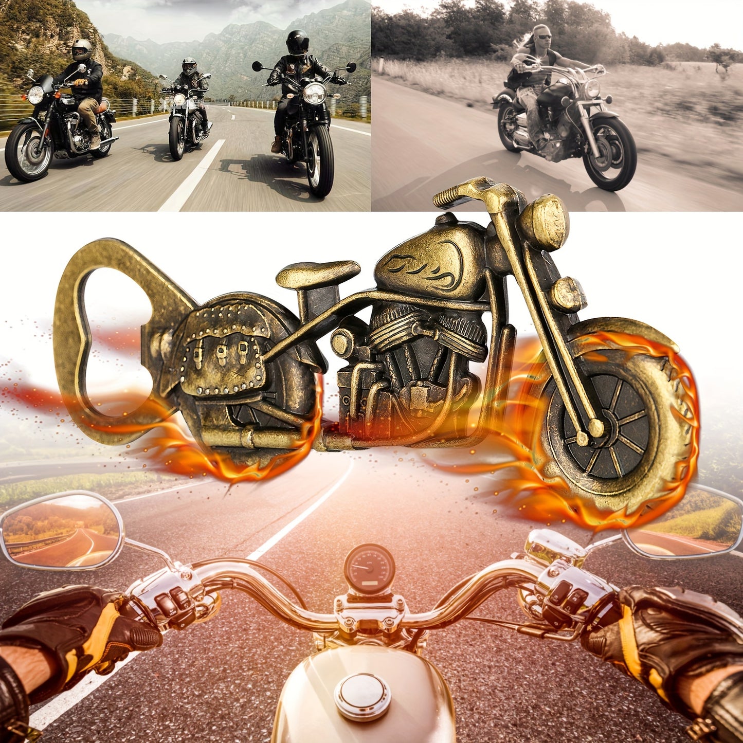 Décapsuleur Moto Cadeau Homme - Ouvre-Bouteille Biker avec Boîte Cadeau
