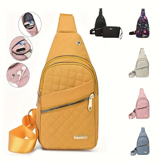 Sac Poitrine Femme Grande Capacité - Bandoulière Brodé Nylon Pliable