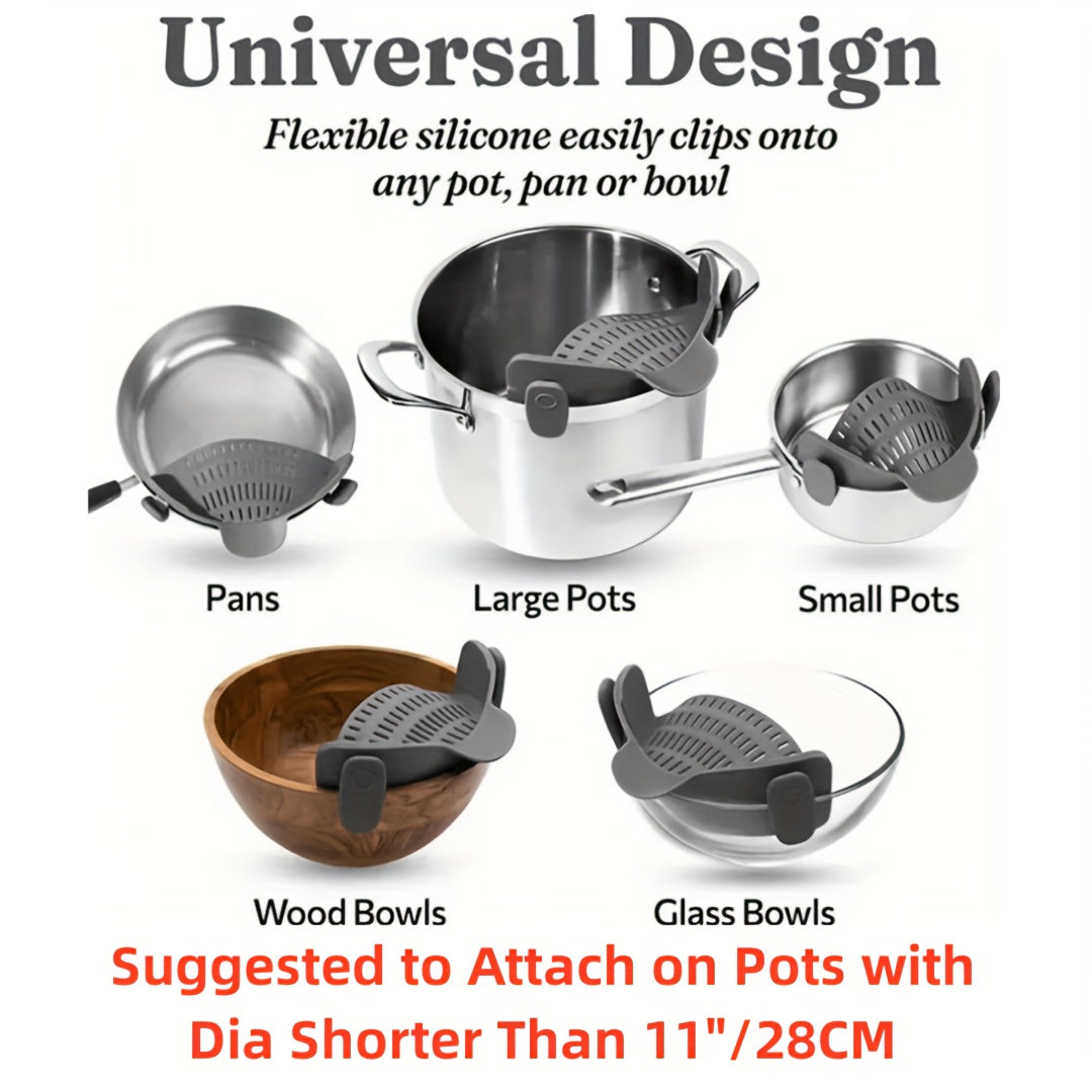 Passoire Clip Ajustable Casseroles - Égouttoir Pâtes Légumes Universel