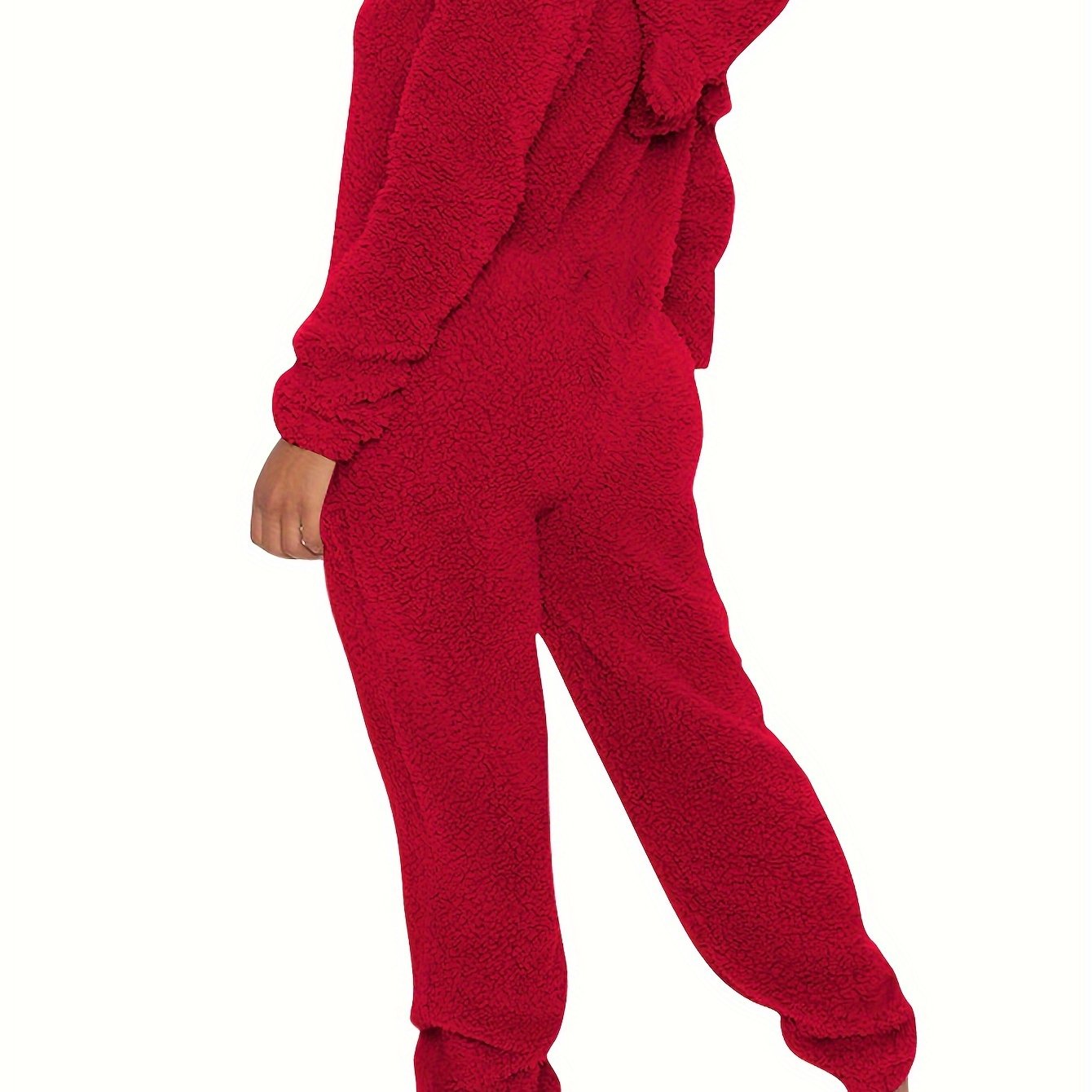 Combinaison Pyjama Peluche Capuche Femme - Fermeture Éclair Manches Longues Festival