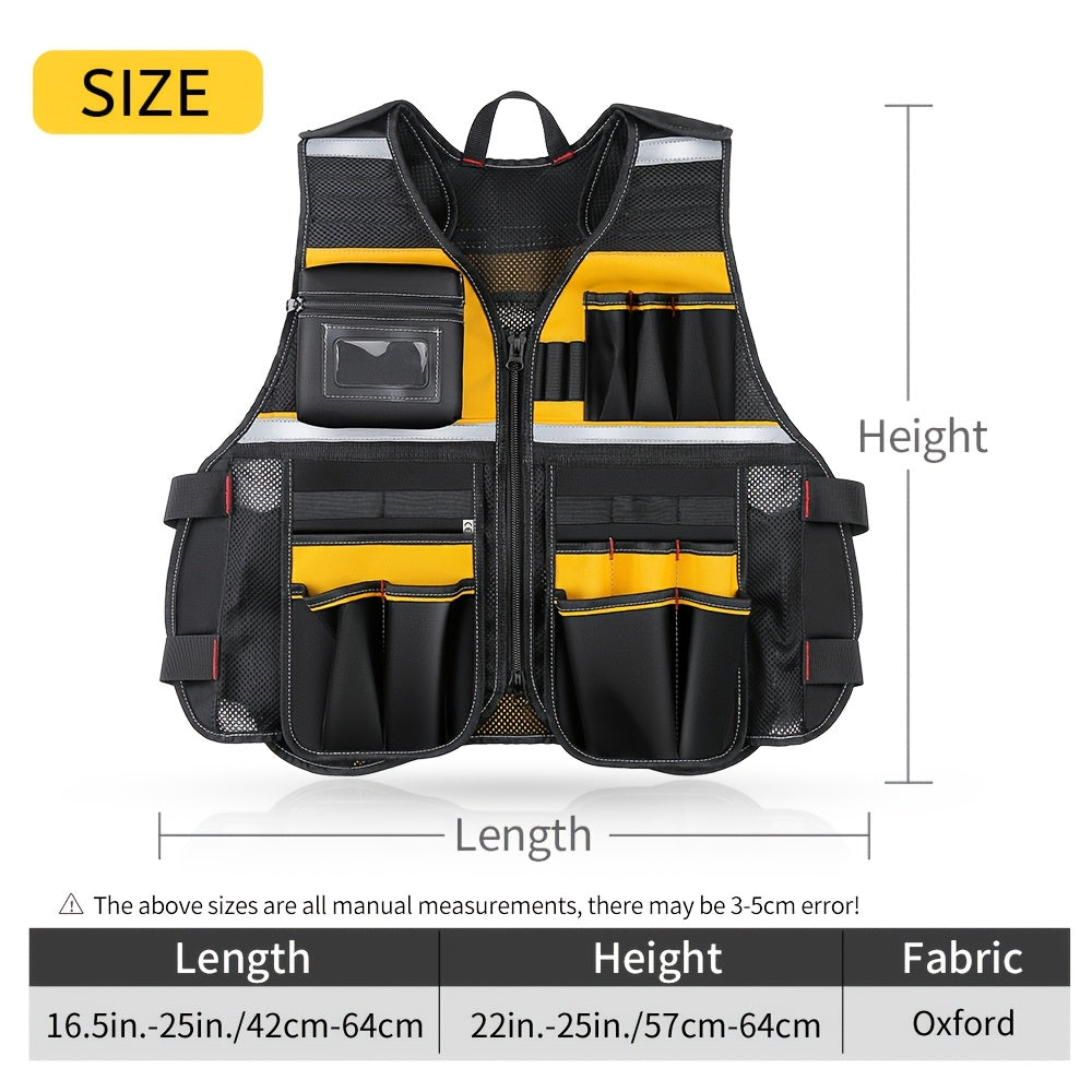 Gilet Travail Haute Visibilité Réfléchissant - Poches Outils Électricien Sécurité