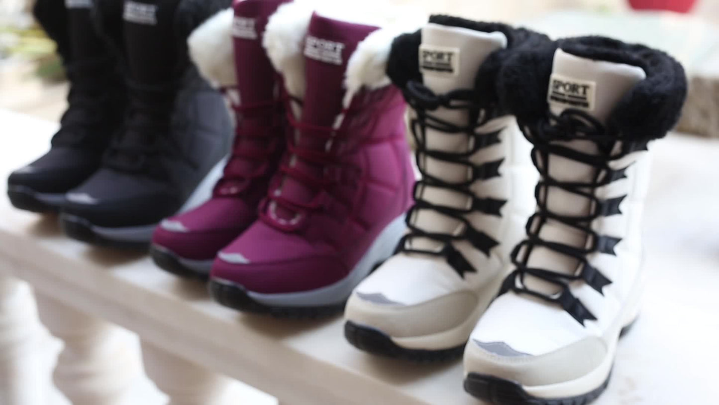 Bottes Montantes Chaudes Semelle Épaisse - Antidérapantes Compensées Femme