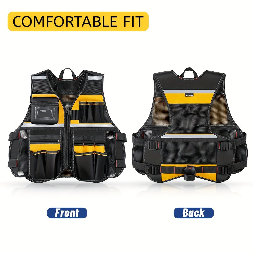 Gilet Travail Haute Visibilité Réfléchissant - Poches Outils Électricien Sécurité