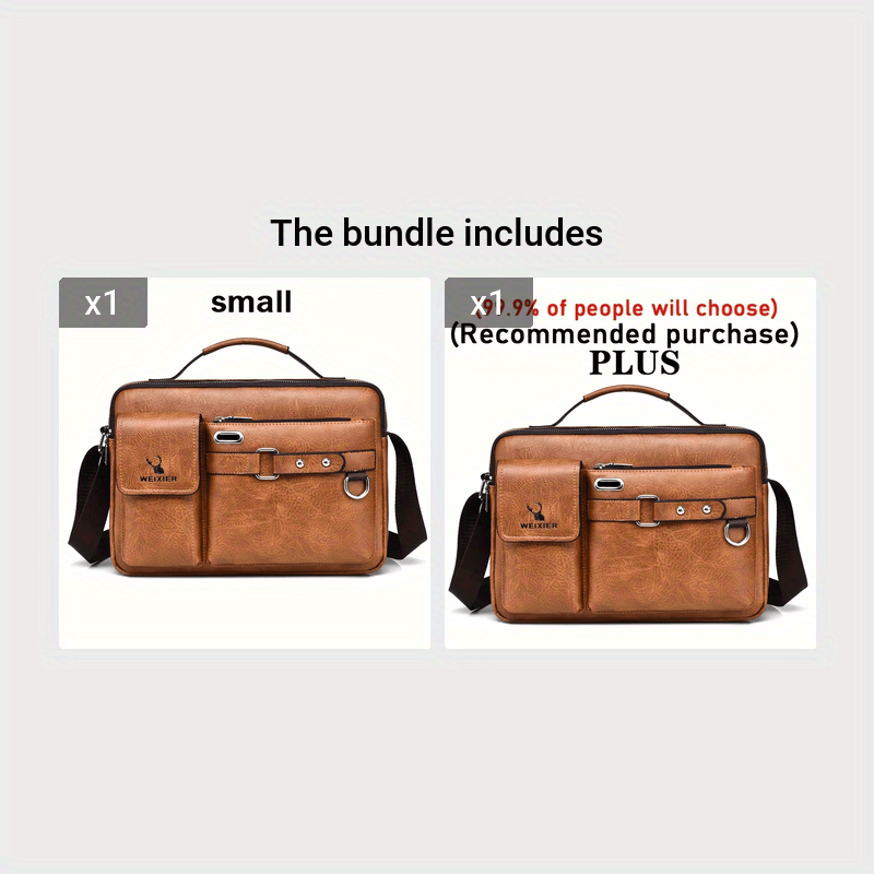 Sac Bandoulière Homme Affaires WEIXIER - Bretelle Ajustable Multi-Compartiments Doré