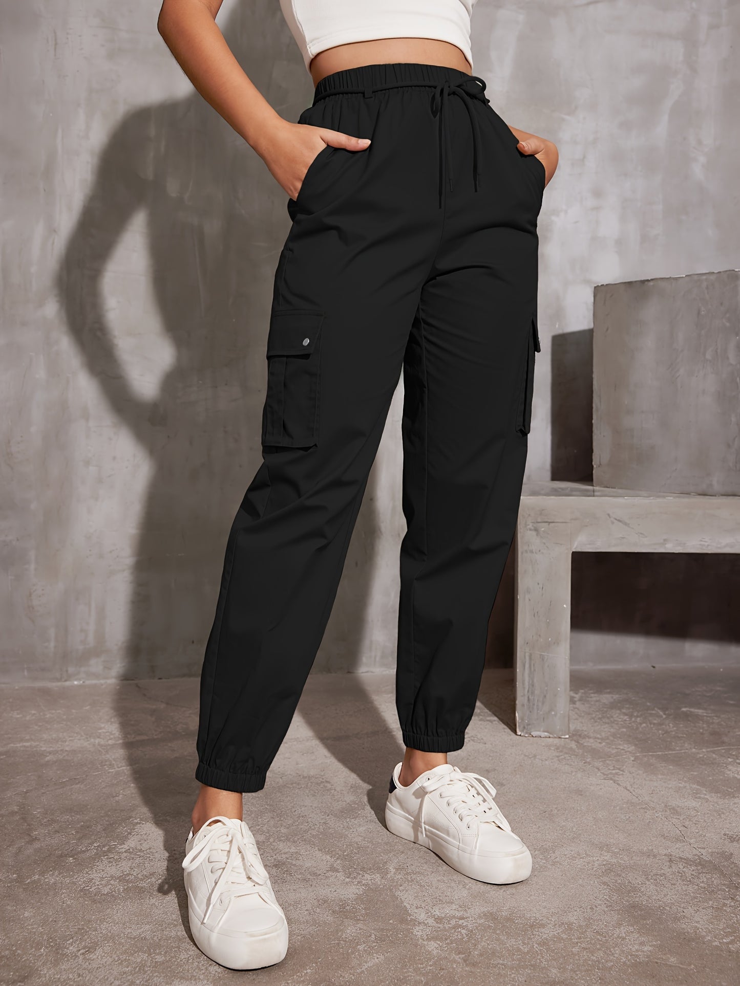 Pantalon Cargo Y2K Femme - Poches Multiples Cordon Serrage Ample Toutes Saisons