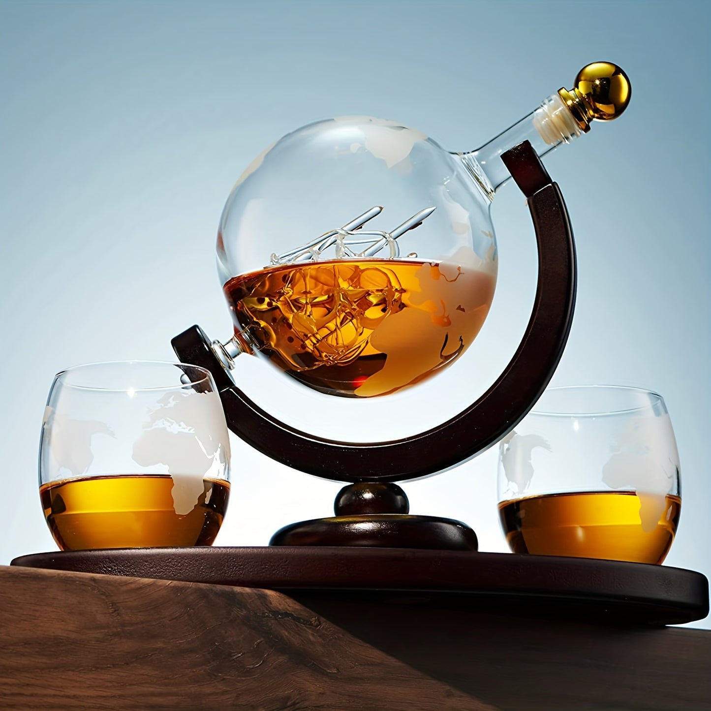 Carafe Whiskey Globe 850ml + 2 Verres - Coffret Cadeau Homme Décoration
