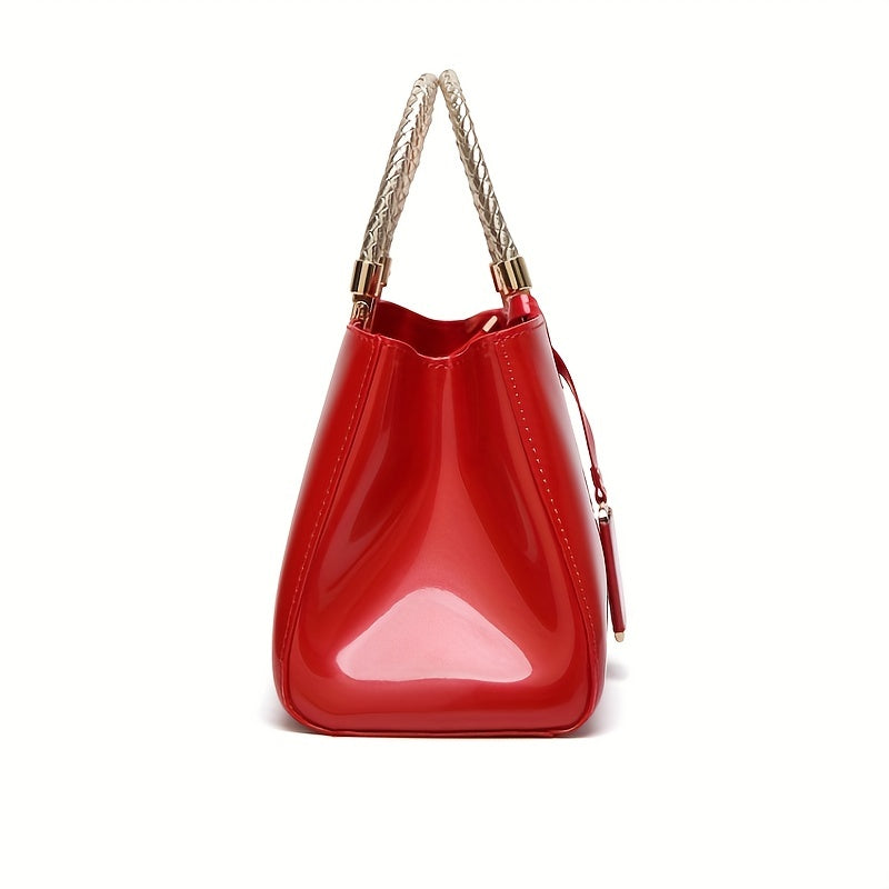 Sac à Main Cuir Verni Femme - Élégant Mode Brillant Bandoulière