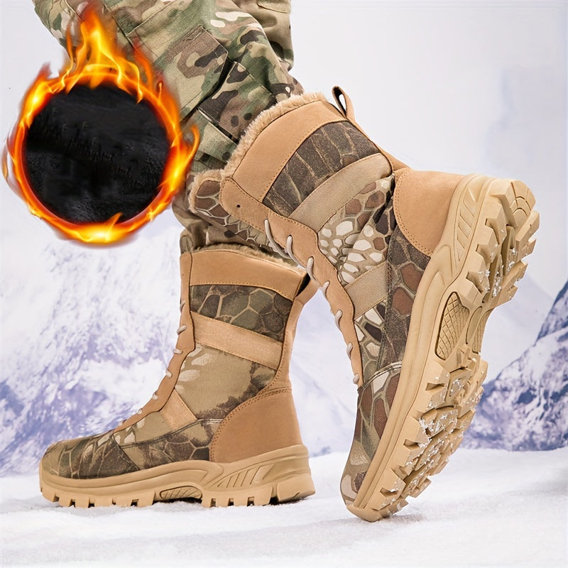 Bottes Tactiques Homme - Montantes Lacets Doublure Polaire Chaudes Outdoor Randonnée