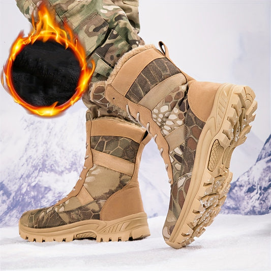 Bottes Tactiques Homme - Montantes Lacets Doublure Polaire Chaudes Outdoor Randonnée