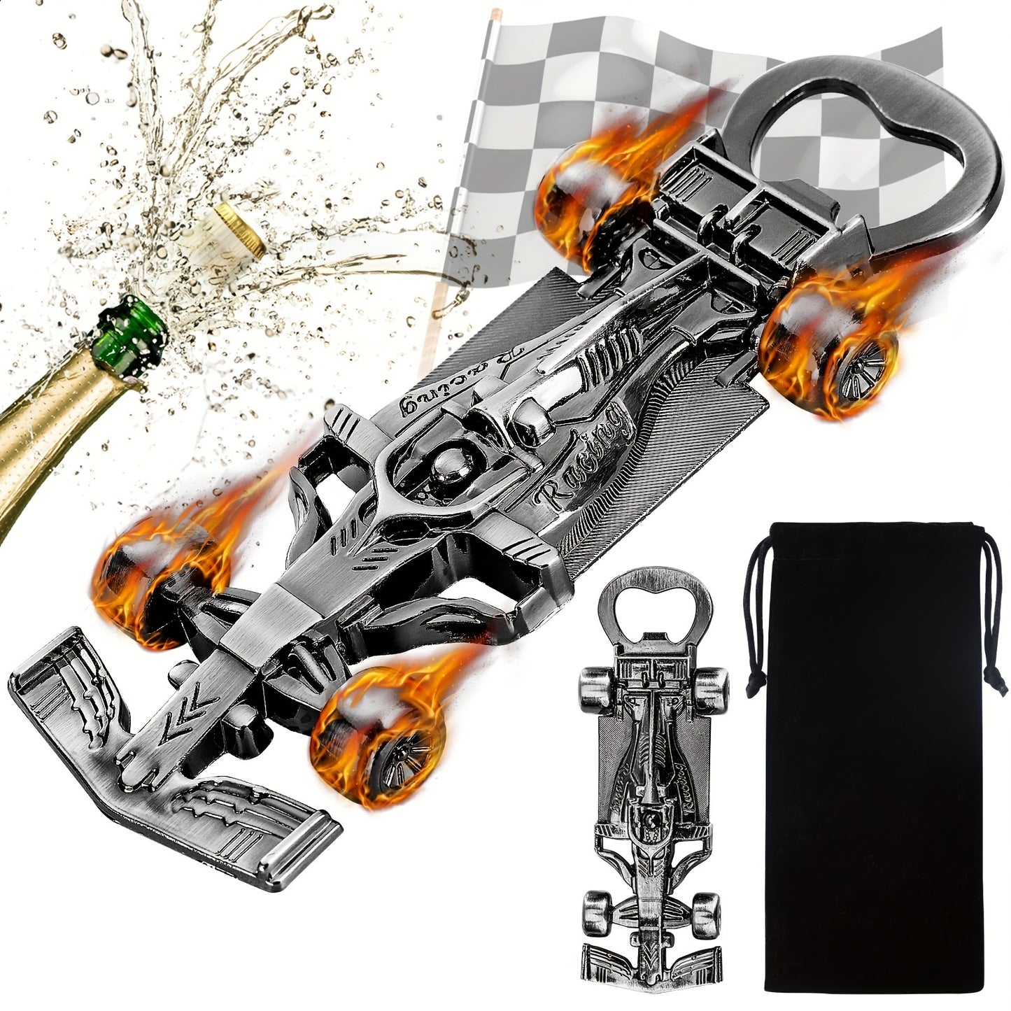 Décapsuleur Voiture de Course Cadeau Homme - Ouvre-Bouteille Racing avec Boîte Cadeau