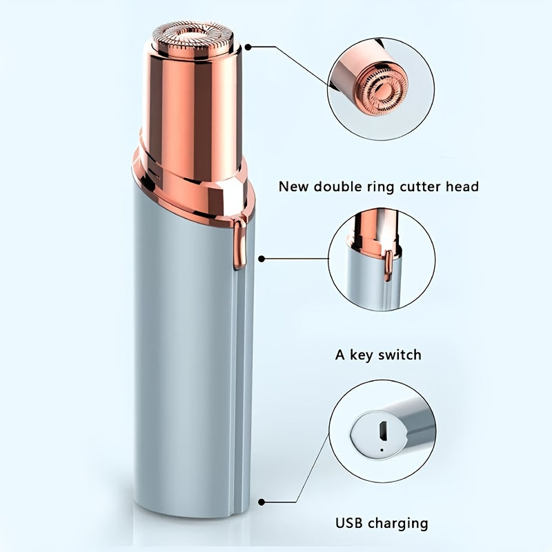 USB Rechargeable Facial Hair Remover - Painless Eyebrow Shaver for Women