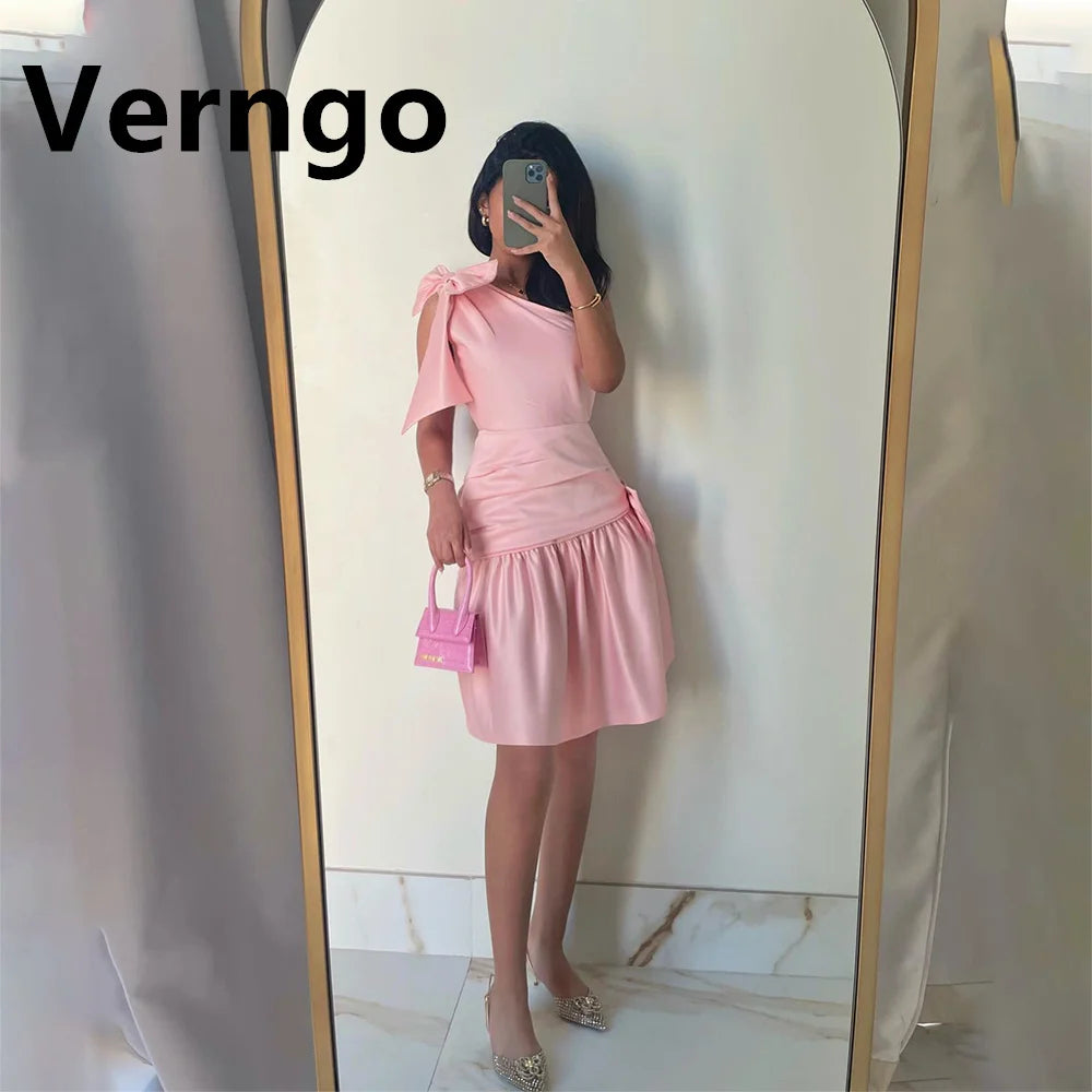 Robe Soirée Satin Rose Verngo - Ligne A Élégante Personnalisable Événement