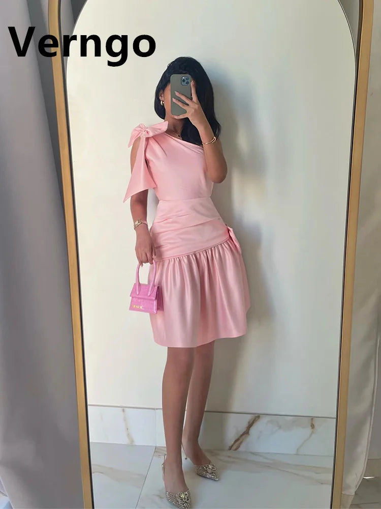 Robe Soirée Satin Rose Verngo - Ligne A Élégante Personnalisable Événement