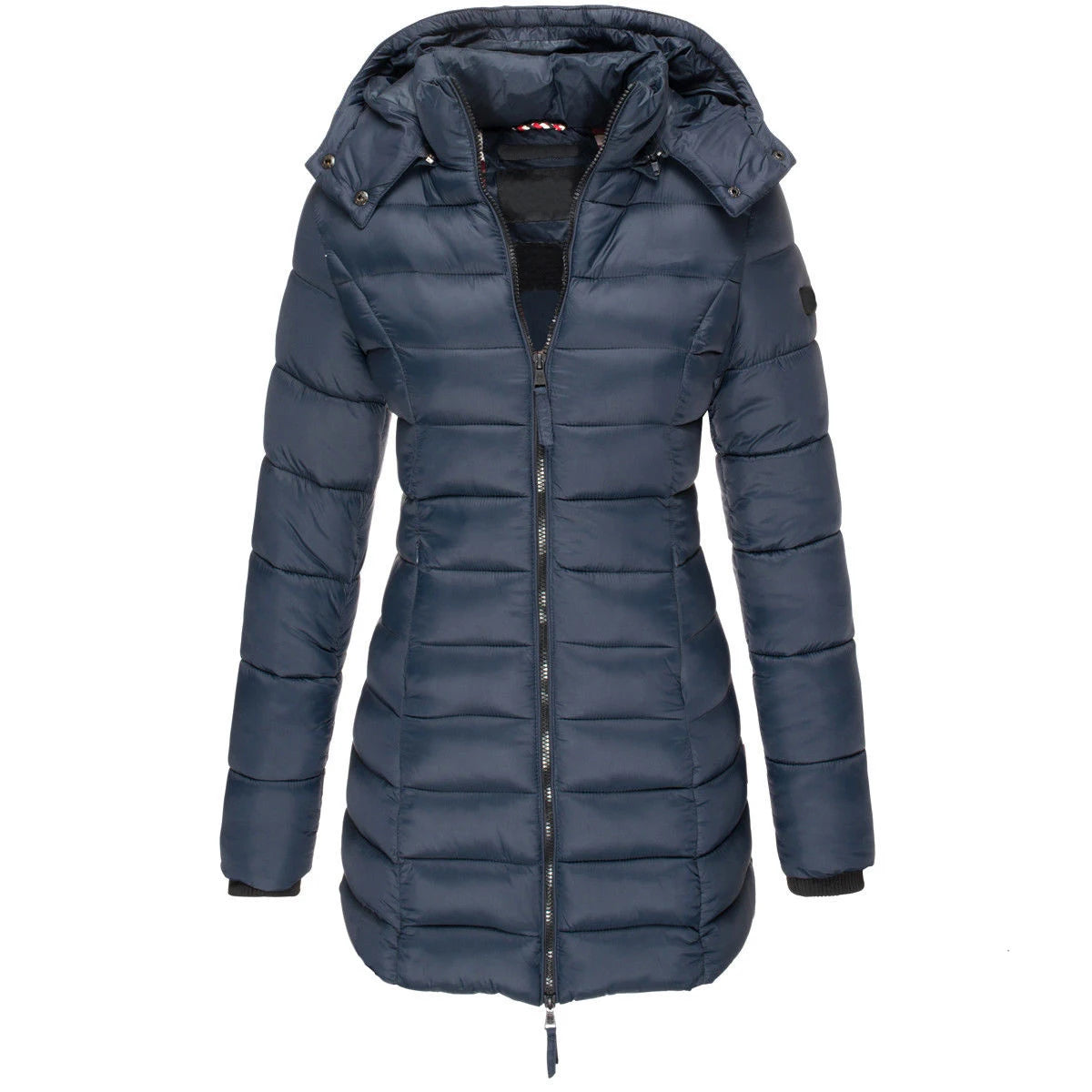 Parka Femme Hiver Capuche Coton Rembourré - Manteau Chaud Slim Bleu
