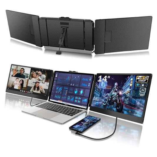 Écran Extender Dual 14" LCD - Moniteur Portable Triple 11.6-17.3" Laptop