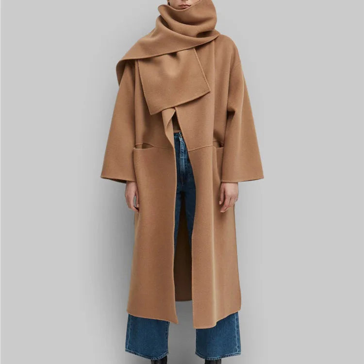 Manteau Long Laine Cachemire 90/10 Femme - Double Face Chaud Épais Hiver