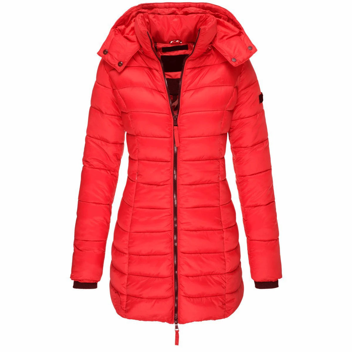 Parka Femme Hiver Capuche Coton Rembourré - Manteau Chaud Slim Bleu