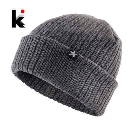 Chapeaux d'hiver pour hommes tricoté laine couleur unie Bonnet chapeau hommes chaud Skullies casquette tricot Doulbe couche épaisse Bonnet de Ski en plein air