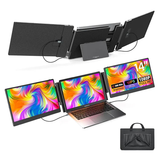 Écran Extender S3 14" Laptop FHD 1080P IPS - Moniteur Portable Triple 13-17" Rotation 180°