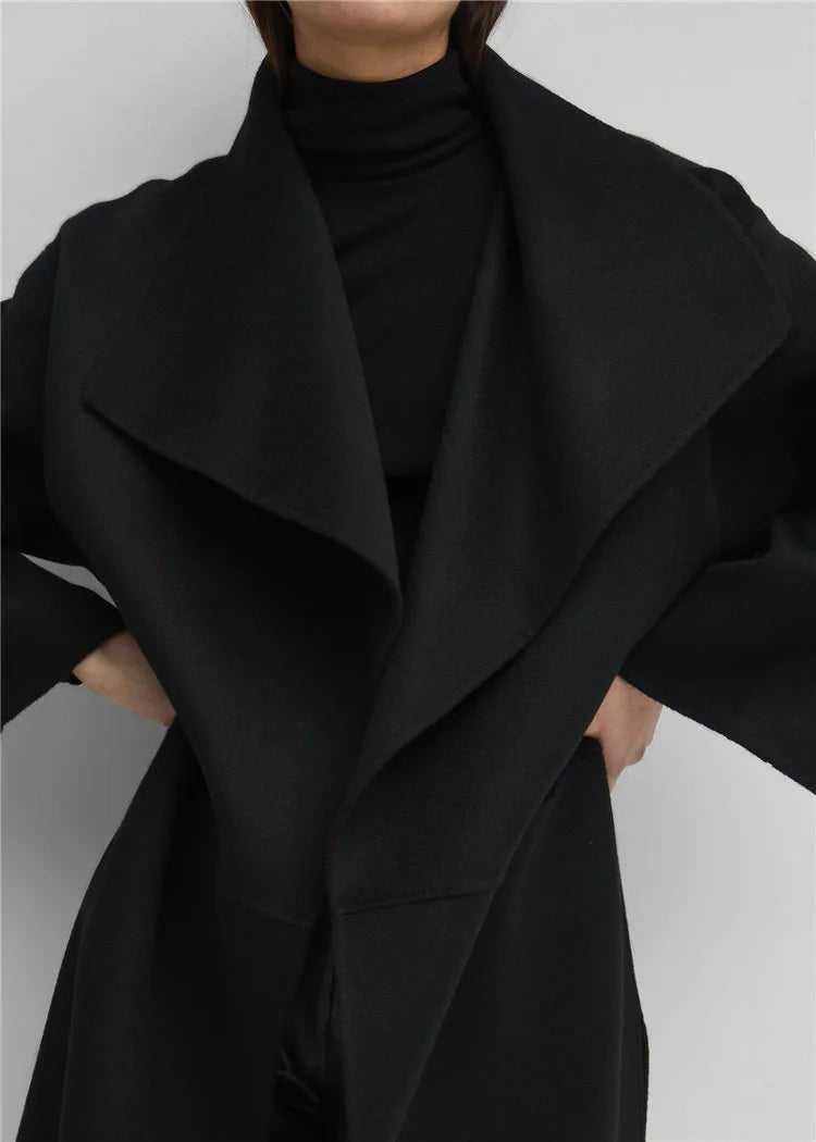 Manteau Long Laine Cachemire 90/10 Femme - Double Face Chaud Épais Hiver