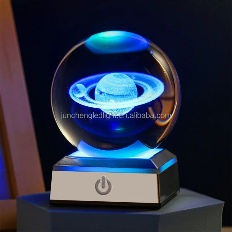 Boule Cristal 3D LED Multicolore - Veilleuse Décorative Chambre Design