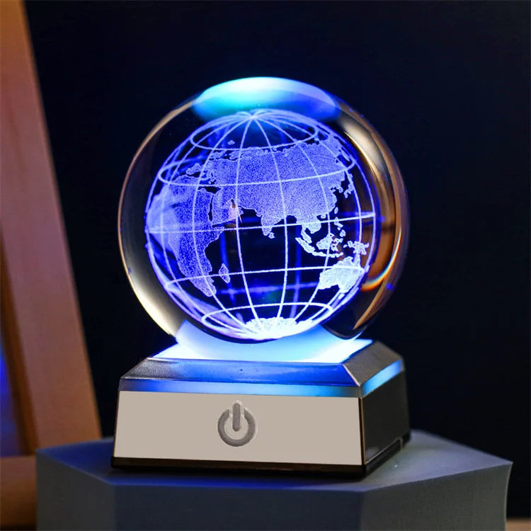Boule Cristal 3D LED Multicolore - Veilleuse Décorative Chambre Design