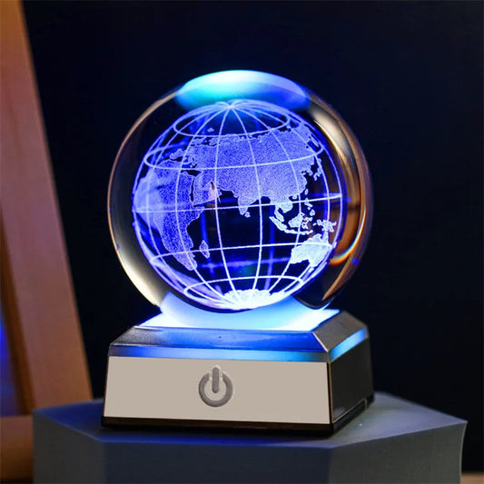 Boule Cristal 3D LED Multicolore - Veilleuse Décorative Chambre Design