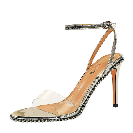 Sandales Talons Hauts Femme Rétro - Stiletto Transparent Été