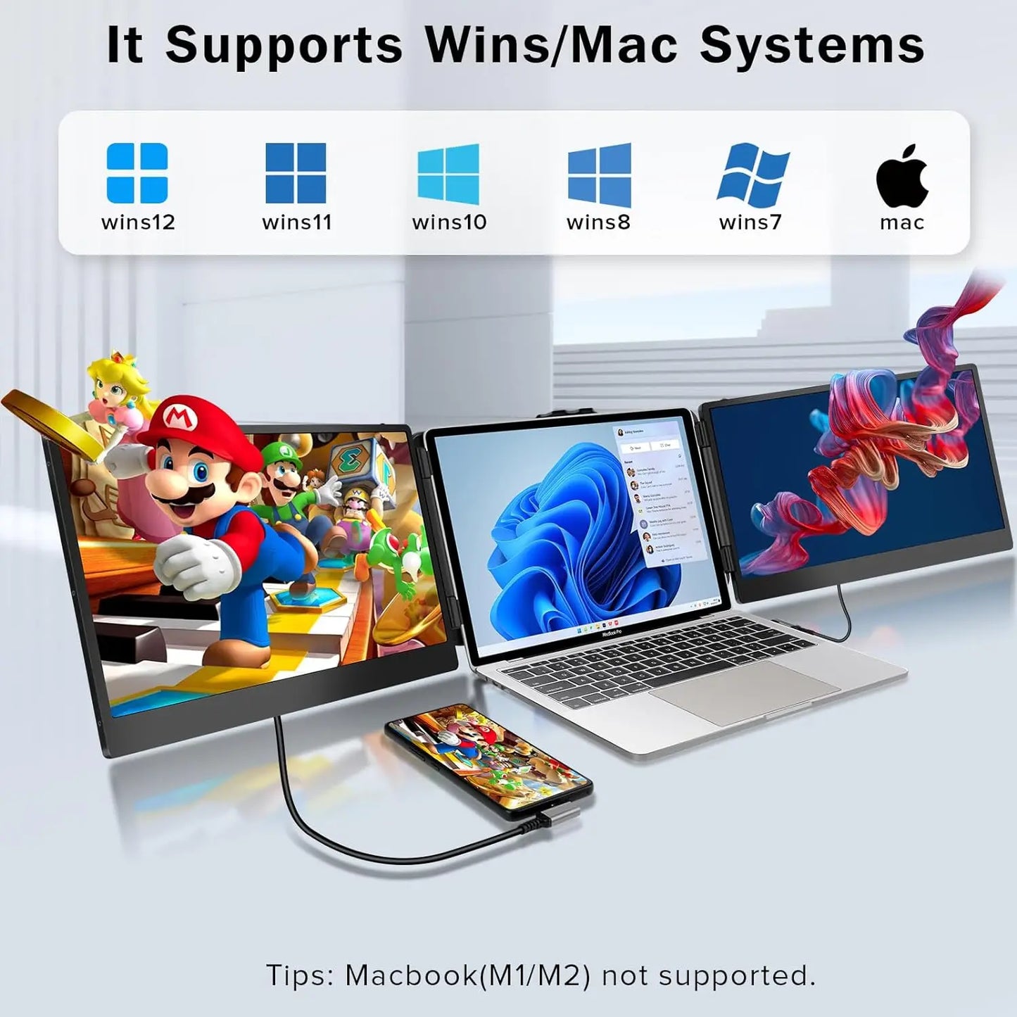 Écran Extender Dual 14" LCD - Moniteur Portable Triple 11.6-17.3" Laptop