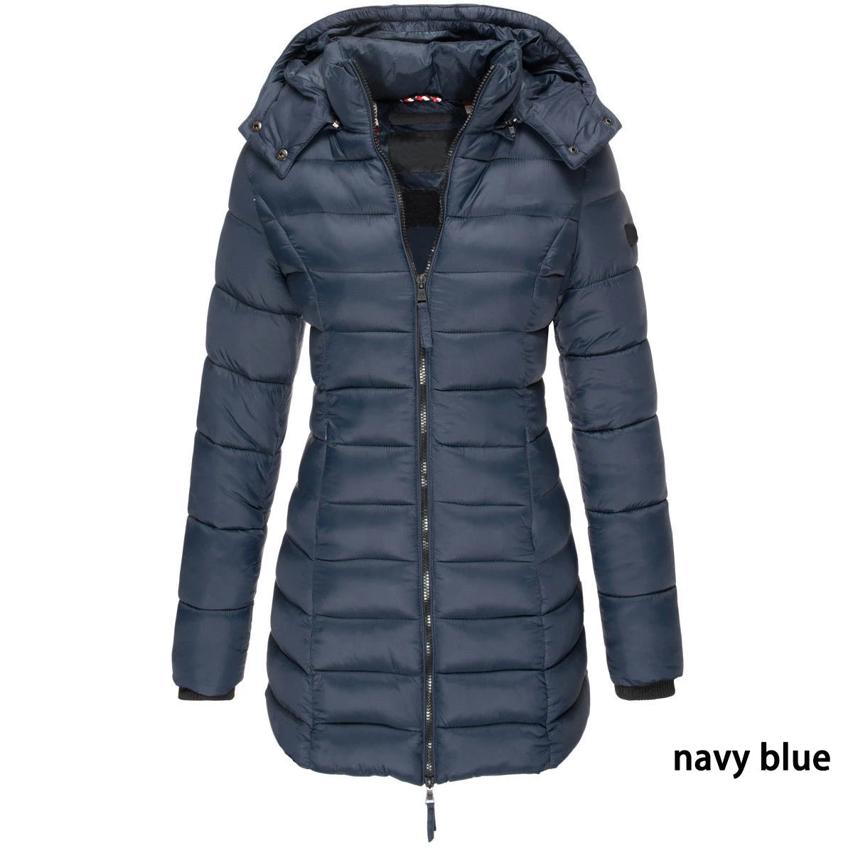 Parka Femme Hiver Capuche Coton Rembourré - Manteau Chaud Slim Bleu