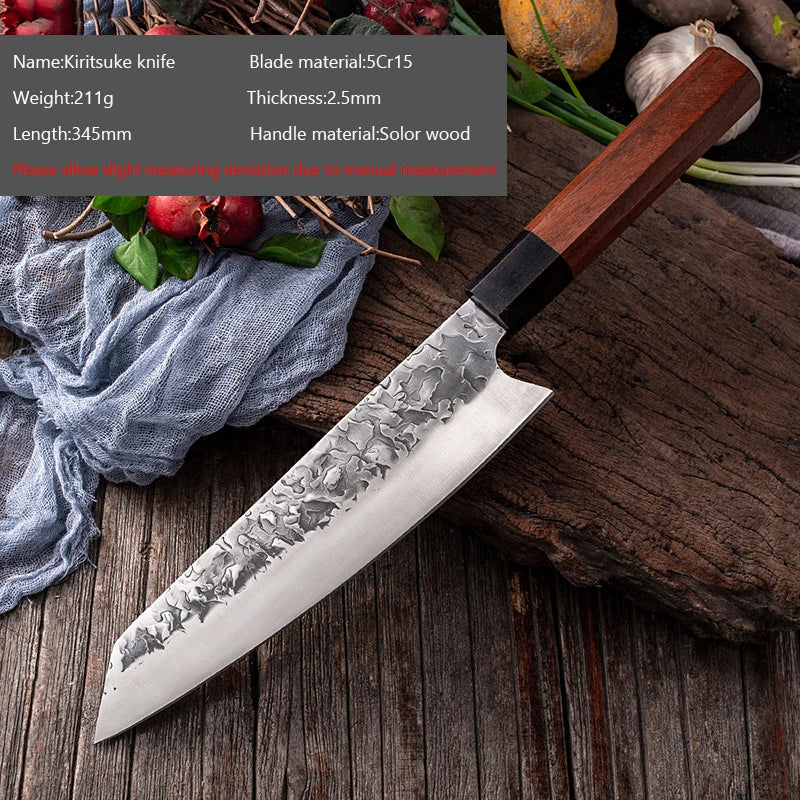 Couteau de chef japonais forgé, couteau à sushi, couteau Nakiri, couteau à trancher de cuisine, coupe manuelle Aleaver, outils de cuisine