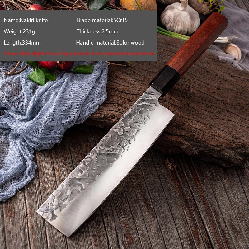 Couteau de chef japonais forgé, couteau à sushi, couteau Nakiri, couteau à trancher de cuisine, coupe manuelle Aleaver, outils de cuisine